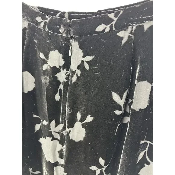 Talbots Black Burnout Velvet Skirt Silk Blend Size 16 Witchy Whimsigoth Fairy - Picture 8 of 11